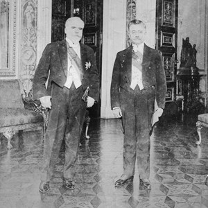 António José de Almeida e o presidente brasileiro, Epitácio Pessoa, por ocasião das comemorações do centenário da independência do Brasil