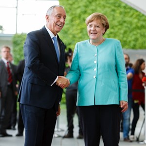 O Presidente da República, Marcelo Rebelo de Sousa, com a chanceler alemã Angela Merkel