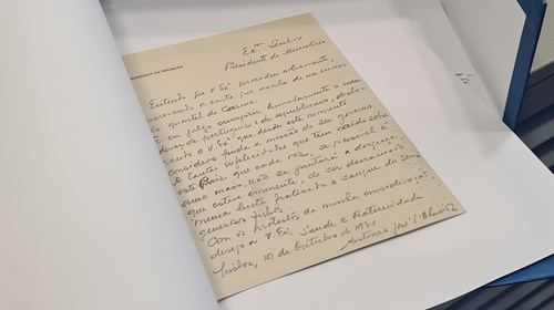 Carta do Presidente António José de Almeida para o chefe do Governo, António Granjo, conservada no Arquivo dos Presidentes — MPR.
