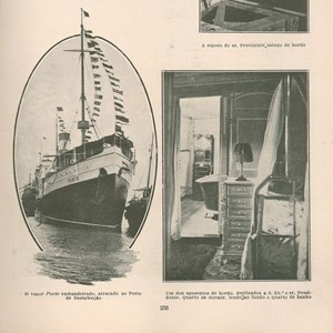 Reportagem sobre o embarque de António José de Almeida no vapor «Porto»: detalhes do interior do navio.
