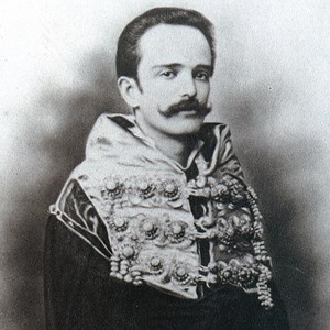 Bernardino Machado com o traje de professor catedrático da Universidade de Coimbra. Doutorou-se em Filosofia Natural, em 1876, e foi nomeado catedrático em 1879.