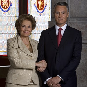Maria e Aníbal Cavaco Silva, na Sala das Bicas.