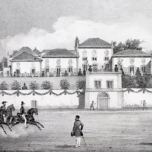 Fachada do Palácio Belém virada ao rio Tejo. Durante a Monarquia, o Palácio foi usado, quase sempre, para a família real passar temporadas.