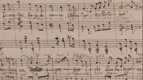 Partitura «A Portuguesa», com letra de Henrique Lopes de Mendonça e música de Alfredo Keil, oferecida ao Museu por Francisco Keil do Amaral