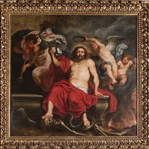 «Cristo triunfando sobre a Morte e o Pecado», na Sala Dourada: pintura a óleo atribuída à oficina de Peter Paul Rubens.