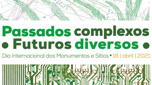Cartaz da edição de 2021 do Dia Internacional dos Monumentos e Sítios.