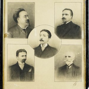 Composição com cinco figuras de proa do movimento republicano.