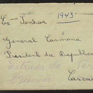 Rosto do sobrescrito que contém a carta enviada por Henriqueta Patinhas ao Presidente da República.