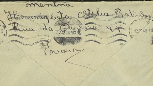 Verso do sobrescrito que contém a carta enviada por Henriqueta Patinhas ao Presidente da República.