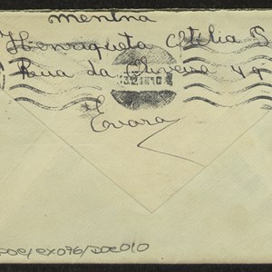 Verso do sobrescrito que contém a carta enviada por Henriqueta Patinhas ao Presidente da República.
