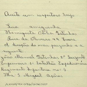 Carta enviada por Henriqueta Patinhas ao Presidente da República.