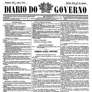 «Diário do Governo», 24 de agosto de 1911: a Assembleia Nacional Constituinte determina que a Secretaria da Presidência da República se instale no Palácio de Belém.
