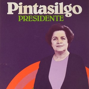 Cartaz da candidatura de Maria de Lourdes Pintasilgo às eleições presidenciais.