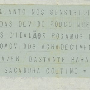 Radiotelegrama de Sacadura Cabral e Gago Coutinho para o Presidente António José de Almeida.