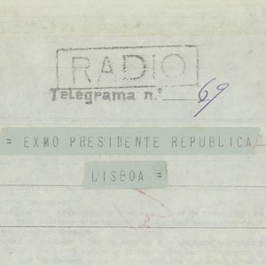 Radiotelegrama de Sacadura Cabral e Gago Coutinho para o Presidente António José de Almeida.