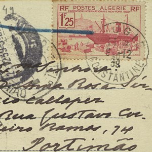 Postal de Manuel Teixeira Gomes para a filha Ana Rosa, com votos de boas festas (verso).