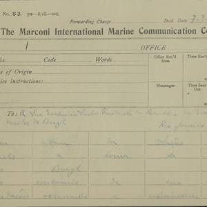 Cópia do telegrama de António José de Almeida para Epitácio Pessoa, enviado a bordo do «Porto», no dia da independência do Brasil (1.ª página).