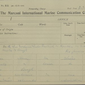 Cópia do telegrama de António José de Almeida para Epitácio Pessoa, enviado a bordo do «Porto», no dia da independência do Brasil (1.ª página).