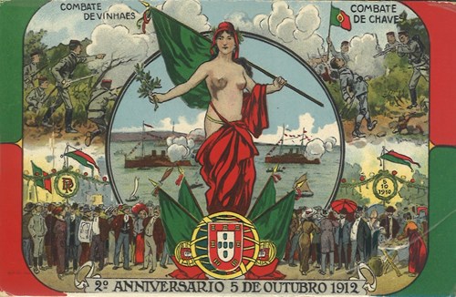 Bilhete postal comemorativo do 2.º aniversário da República.