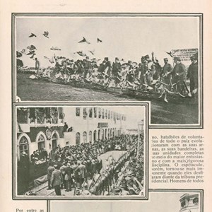 Reportagem da revista Illustração Portugueza dedicada ao 2.º aniversário da República. As festas realizaram-se por todo o país. Em Lisboa, por exemplo, houve uma largada de pombos, o descerramento de uma lápide, em Campo de Ourique, um cortejo cívico, entre outras atividades, acima de tudo, muitas pessoas na rua, com espírito festivo.
Illustração Portugueza, n.º 347, 14.out.1912, p. 483.
