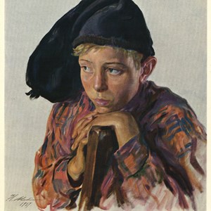 Postal de boas festas enviado pelo pintor Henrique Medina a Francisco e Estela da Costa Gomes (frente).