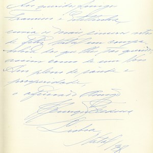 Postal de boas festas enviado pelo pintor Henrique Medina a Francisco e Estela da Costa Gomes (verso).