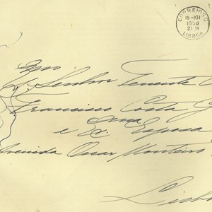 Envelope que acompanha o postal de boas festas enviado pelo pintor Henrique Medina a Francisco e Estela da Costa Gomes.