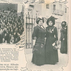 Reportagem sobre as eleições para a Assembleia Constituinte, com destaque para a participação de Carolina Beatriz Ângelo: aproveitando uma ambiguidade na lei, a médica conseguiu exerceu o seu direito de voto. Em 1913, a lei eleitoral viria a consagrar apenas o voto dos cidadãos de sexo masculino. («Ilustração Portugueza», n.º 276)