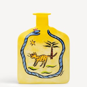 Garrafa «Indian jungle» de Ulrica Hydman Vallien, produzida pela Kosta Boda.