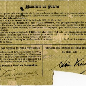 Bilhete de identidade emitido pelo Ministério da Guerra, em nome de Manuel Gomes da Costa (verso).