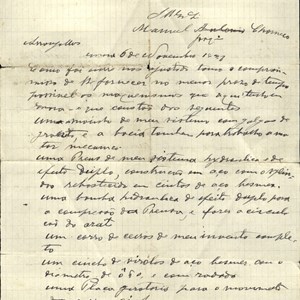 Contrato de fornecimento de sistema agrícola (moinho, bacia, prensa, etc.) para fabrico de azeite, celebrado entre Manuel Joaquim Charneca e Joaquim José Perdigão Queiroga.