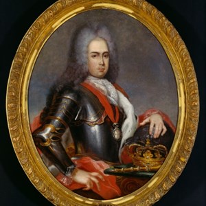 Retrato do Rei D. João V atribuído ao pintor Pierre-Antoine Quillard. Terá sido pintado nos anos 20 do século XVIII, na mesma década da compra da quinta de Belém.