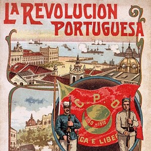 Capa de um livro publicado em Espanha, em 1911, sobre a revolução republicana portuguesa. Nesta ilustração, foi usada e recriada uma das fotografias que aqui referimos, mas em vez da data original (20-7-1909), o autor pôs a data da implantação da República (5-10-1910).
