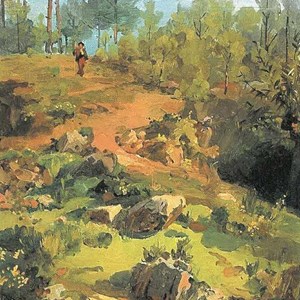 «Pastor no Zêzere», óleo sobre tela colada em cartão de Alfredo Keil.