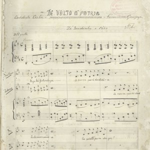 Primeira folha da partitura da opereta oferecida ao Presidente António José de Almeida.