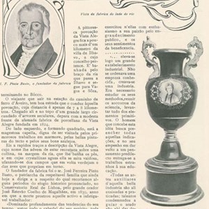 Reportagem da «Ilustração Portuguesa» com a história da Vista Alegre. Em 1908, a fábrica iria participar na Exposição do Rio de Janeiro e uma das peças era um Vaso Rousseau com a representação de D. Maria Pia. Revista Illustração Portugueza N.º 127, 27 de julho de 1908.