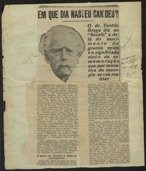Em que dia nasceu Camões? Teófilo Braga explicou-o ao jornal O Século.