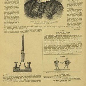 Notícia da revista ilustrada «O Occidente», dedicada às velas de Jablochkoff, com referência à experiência ocorrida no Palácio da Cidadela de Cascais (segunda página).