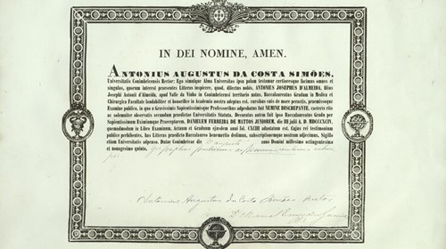 Diploma de formatura do curso de Medicina, de António José de Almeida.