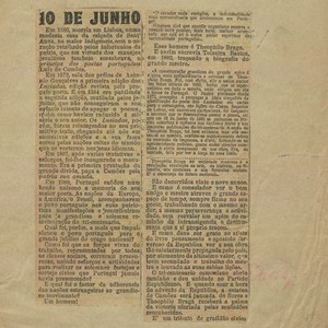 Artigo no jornal «O Mundo» sobre o significado do dia 10 de junho.