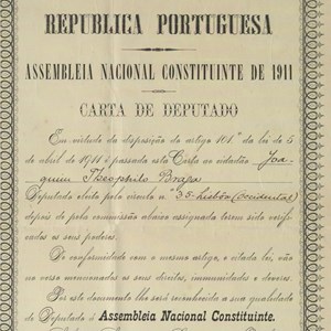 Carta de deputado de Teófilo Braga à Assembleia Nacional Constituinte.