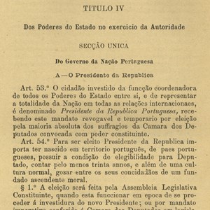 Excerto de «Indicações para a Constituição Política da República Portuguesa», dedicado à figura do Presidente da República.