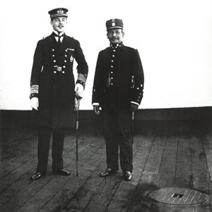 D. Manuel II e Hermes da Fonseca no couraçado «S. Paulo».