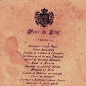 «Menu du dîner», isto é, menu do jantar, à francesa - o último jantar da Monarquia, no Palácio de Belém.