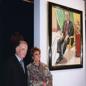 Jorge Sampaio e a pintora Paula Rego na apresentação do retrato oficial do Presidente e do livro dedicado ao «Ciclo da Vida da Virgem Maria».
