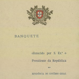 Ementa e programa do concerto do banquete oferecido pelo Presidente Óscar Carmona, na residência do Governo Geral de Moçambique, aquando da sua visita a Lourenço Marques (atual Maputo).
