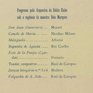 Ementa e programa do concerto do banquete oferecido pelo Presidente Óscar Carmona, na residência do Governo Geral de Moçambique, aquando da sua visita a Lourenço Marques (atual Maputo).