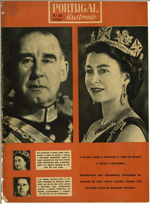 Capa da revista «Portugal Ilustrado», com o anúncio da visita do Presidente Craveiro Lopes a Inglaterra.